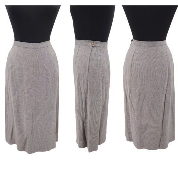 VTG 40s Brown Houndstooth Gabardine Blazer Pencil Skirt Suit Set Size S Neutral - Picture 9 of 11
